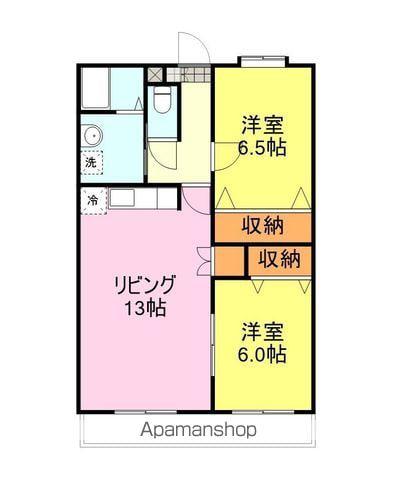 サバービア綾羅木Ⅱ(2LDK/1階)の間取り写真