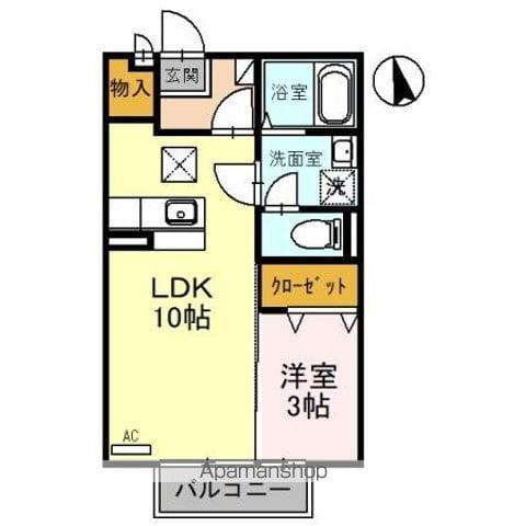 ウィルモア D(1LDK/1階)の間取り写真