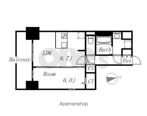プレサンス上前津グレース(1LDK/2階)の間取り写真