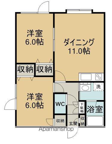 フォレストガーデン桂町(2DK/1階)の間取り写真