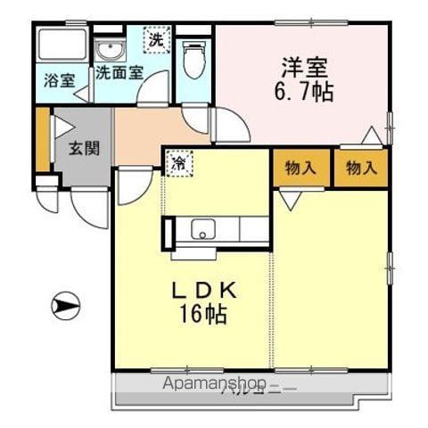 パークアベニューⅠ・Ⅱ番館(1LDK/2階)の間取り写真