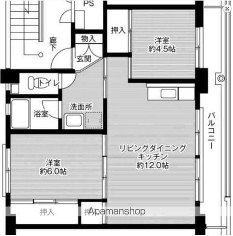 ビレッジハウス野間田 2号棟(2LDK/5階)の間取り写真