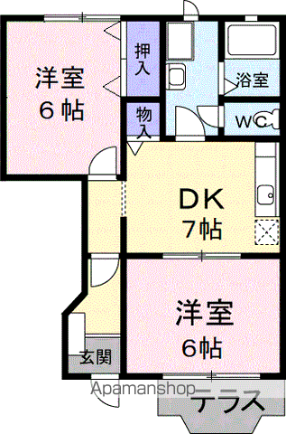 オランダ村D(2DK/1階)の間取り写真