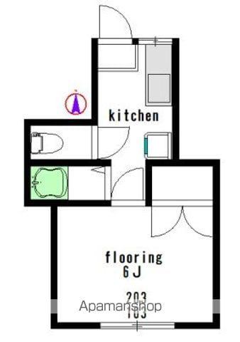 ハイタウン梅丘(1K/1階)の間取り写真