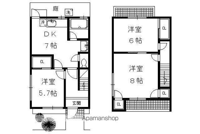 スカイハイツ岩倉テラスハウス(3DK)の間取り写真