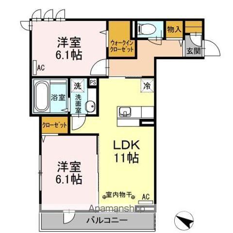 パレスグランディオーサ(2LDK/3階)の間取り写真