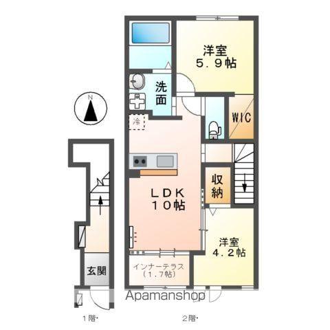 取手市上高井648アパート(2LDK/2階)の間取り写真
