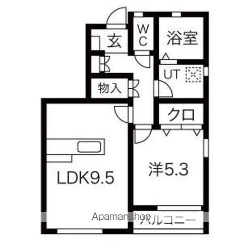 ポラリス E棟(1LDK/1階)の間取り写真