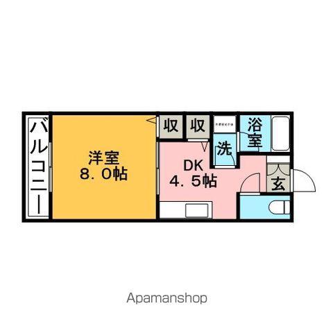 翠水コート(1DK/3階)の間取り写真