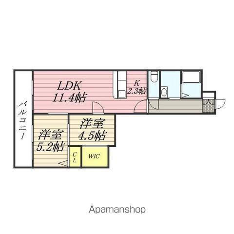 AKR北円山(2LDK/4階)の間取り写真