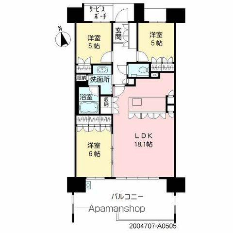 照葉テラスパークカーサ01ー505(3LDK/5階)の間取り写真