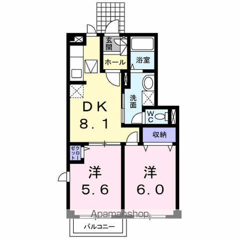 エディビレッヂA(2DK/1階)の間取り写真