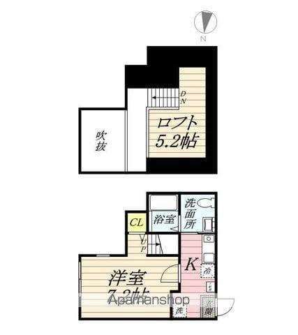 ハーミットクラブハウス上末吉(1K/1階)の間取り写真