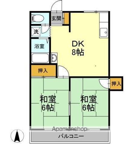 サンコーポ富士(2DK/2階)の間取り写真