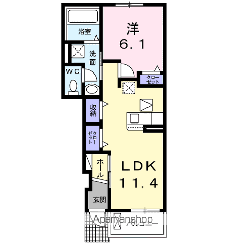 シトロンⅠ(1LDK/1階)の間取り写真