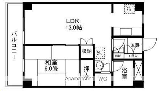 アーバンプラザ花京院(1LDK/6階)の間取り写真