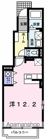 アンジュ・プロムナード(1K/1階)の間取り写真