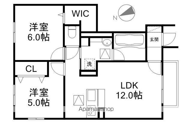 ヴィステリアスクエアB(2LDK/1階)の間取り写真