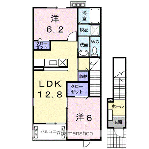 フラワーリング(2LDK/2階)の間取り写真