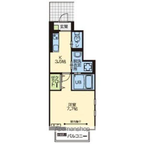 カーサグランデ岩沼(1K/1階)の間取り写真