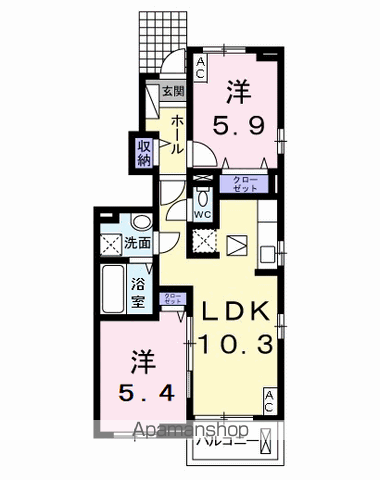 ウィンドヒル(2LDK/1階)の間取り写真