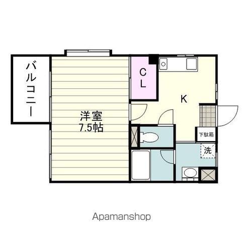 コンフォート東谷山(1K/2階)の間取り写真