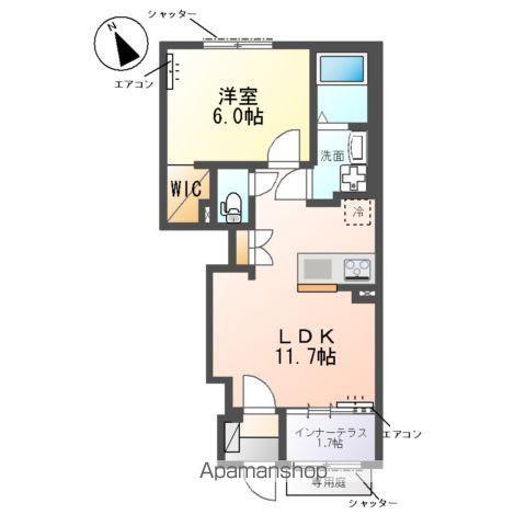柏市篠籠田 アパート(1LDK/1階)の間取り写真