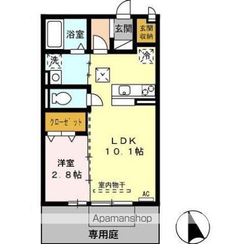 フローレンス長良(1LDK/1階)の間取り写真