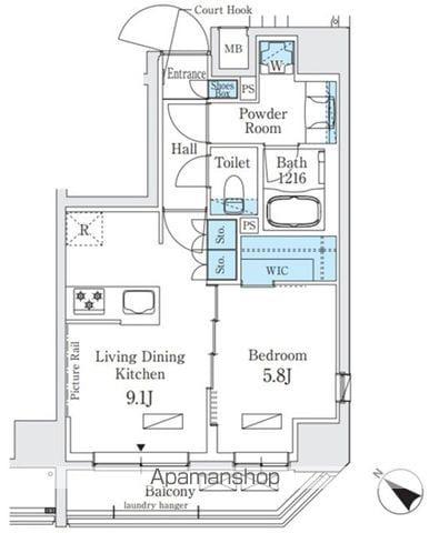 ベルトロワ人形町(1LDK/10階)の間取り写真