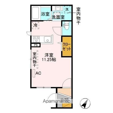 プラテリア(ワンルーム/1階)の間取り写真