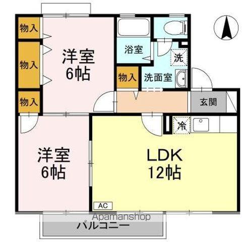 ヴィレッジコート(2LDK/2階)の間取り写真