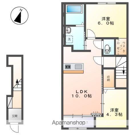 羽生市東スターテラスⅡ(2LDK/2階)の間取り写真
