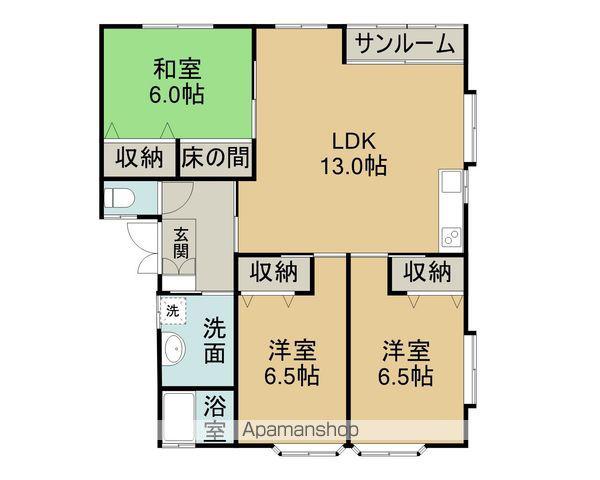 ハイツ竹峰2(3LDK/1階)の間取り写真
