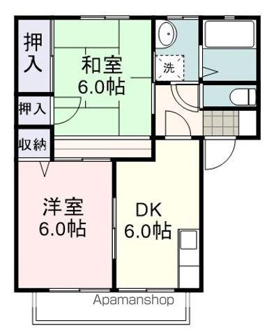 フローラしらい(2DK/2階)の間取り写真