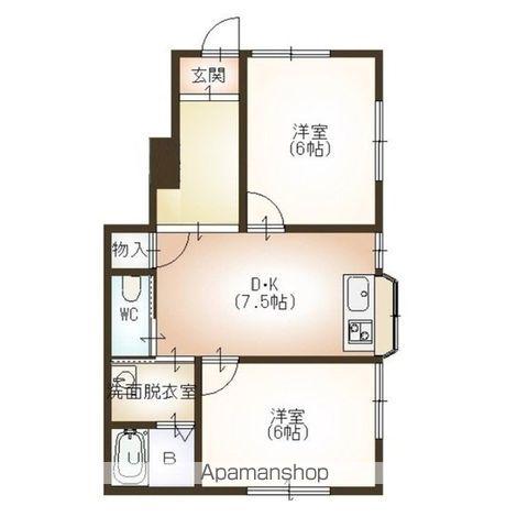 パルトネル・ビアンコ(2DK/1階)の間取り写真