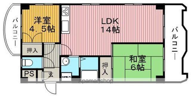 豊友マンション東豊中(2LDK/2階)の間取り写真