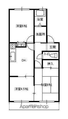 メリディアン3号館(3DK/1階)の間取り写真