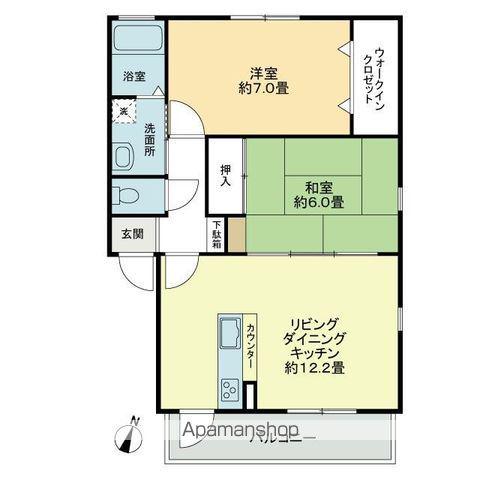 フォブール緑ヶ丘A(2LDK/1階)の間取り写真