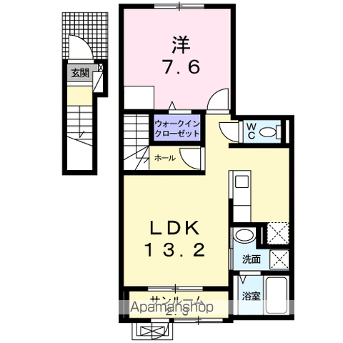 サニーレジデンス(1LDK/2階)の間取り写真