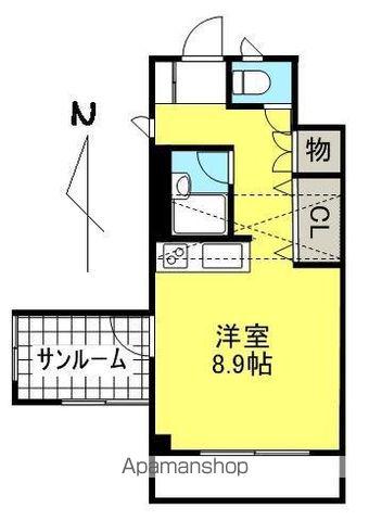 アレテュディアン(ワンルーム/3階)の間取り写真