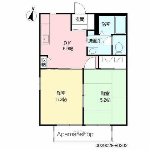 サンシャイン平野Ⅱ 弐(2DK/2階)の間取り写真