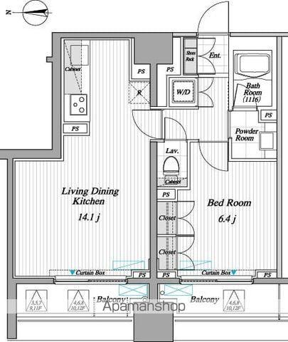 レジディア錦糸町Ⅱ(1LDK/12階)の間取り写真