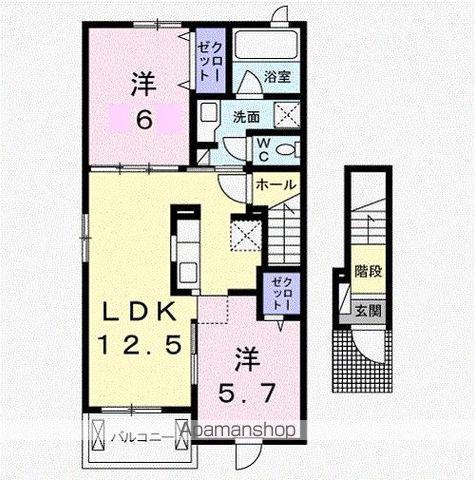 クラール木太C(2LDK/2階)の間取り写真
