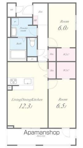 アルメノア西新(2LDK/4階)の間取り写真