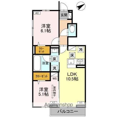 WISTERIA III(2LDK/1階)の間取り写真