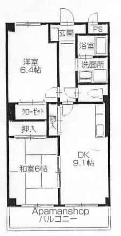 フィネス駒松(2DK/1階)の間取り写真