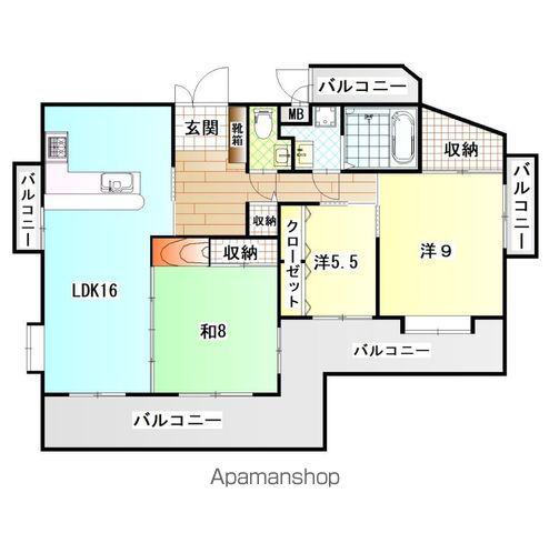 A・ホークス(3LDK/8階)の間取り写真