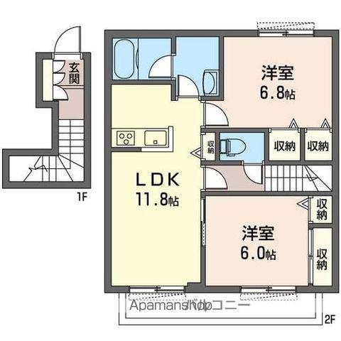 ベル ルミエール(2LDK/2階)の間取り写真