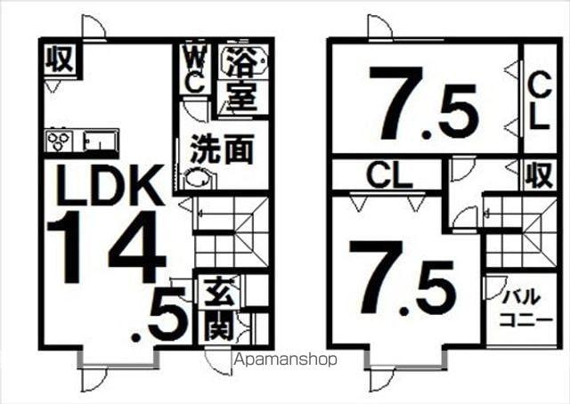 根室本線 幕別駅 徒歩11分 2階建 築18年(2LDK)の間取り写真