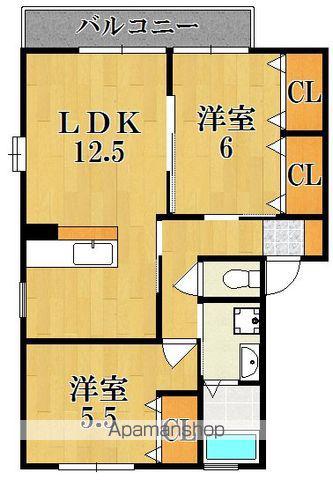 セゾン西の京(2LDK/1階)の間取り写真